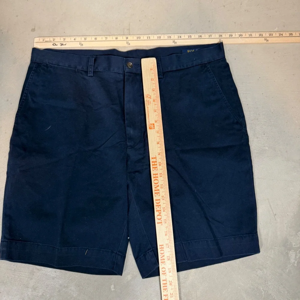 Polo Ralph Lauren Mens Classic Fit 9 Inch Chino Shorts Navy Blue Cotton Size 35